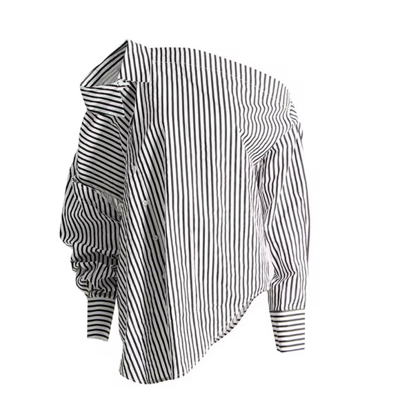 Striped Black and White Women's two piece set - Picture 3 of 5